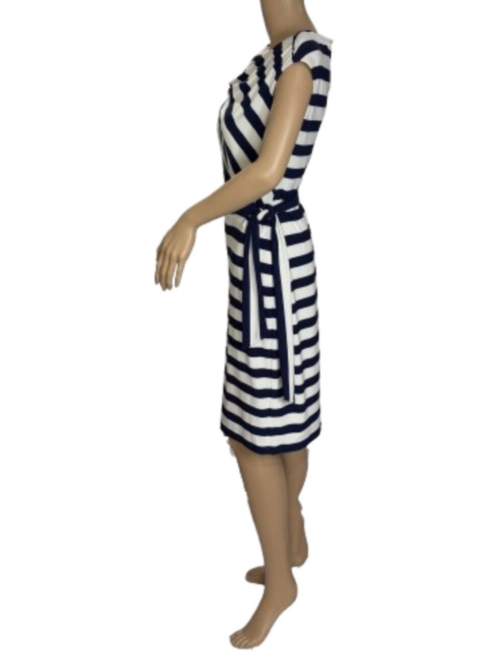 Lauren Ralph Lauren Nautical Stripe Draped Faux Wrap Dress - Picture 5 of 8